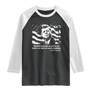 John F Kennedy Quote Raglan Shirt American Flag US President TS14 Black White Print Your Wear