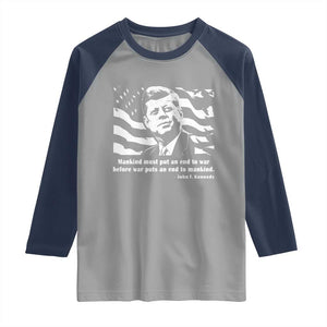 John F Kennedy Quote Raglan Shirt American Flag US President TS14 Sport Gray Navy Print Your Wear