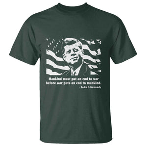 John F Kennedy Quote T Shirt American Flag US President TS14 Dark Forest Green Print Your Wear