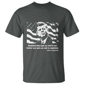 John F Kennedy Quote T Shirt American Flag US President TS14 Dark Heather Print Your Wear