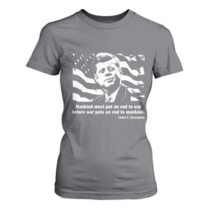 John F Kennedy Quote T Shirt For Women American Flag US President TS14 Charcoal Print Your Wear