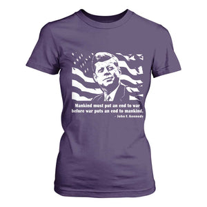 John F Kennedy Quote T Shirt For Women American Flag US President TS14 Purple Print Your Wear