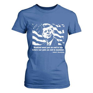 John F Kennedy Quote T Shirt For Women American Flag US President TS14 Royal Blue Print Your Wear