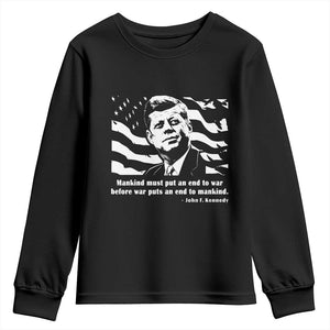 John F Kennedy Quote Youth Sweatshirt American Flag US President TS14 Black Print Your Wear