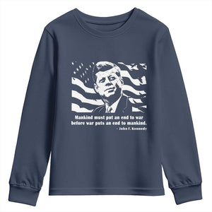 John F Kennedy Quote Youth Sweatshirt American Flag US President TS14 Navy Print Your Wear