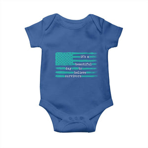 Sexual Assault Awareness Baby Onesie It's a Beautiful Day To Believe Survivors TS14 Royal Blue Print Your Wear