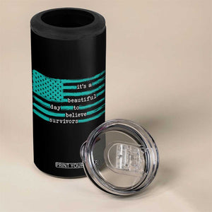 Sexual Assault Awareness 4 in 1 Can Cooler Tumbler It's a Beautiful Day To Believe Survivors TS14 Print Your Wear