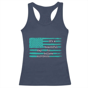 Sexual Assault Awareness Racerback Tank Top It's a Beautiful Day To Believe Survivors TS14 Navy Print Your Wear