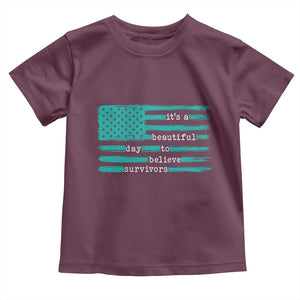 Sexual Assault Awareness Toddler T Shirt It's a Beautiful Day To Believe Survivors TS14 Maroon Print Your Wear