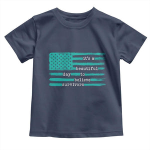Sexual Assault Awareness Toddler T Shirt It's a Beautiful Day To Believe Survivors TS14 Navy Print Your Wear