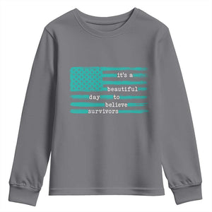 Sexual Assault Awareness Youth Sweatshirt It's a Beautiful Day To Believe Survivors TS14 Charcoal Print Your Wear