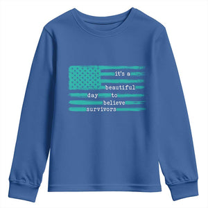 Sexual Assault Awareness Youth Sweatshirt It's a Beautiful Day To Believe Survivors TS14 Royal Blue Print Your Wear
