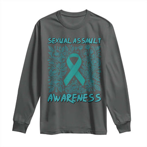 Sexual Assault Awareness Month Long Sleeve Shirt TS14 Dark Heather Print Your Wear