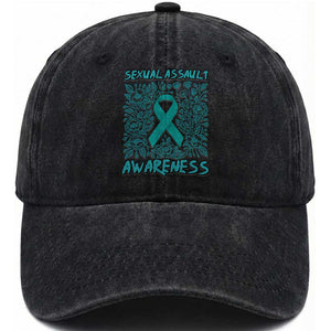 Sexual Assault Awareness Month Washed Cotton Baseball Cap TS14 Washed Cap Universal Fit Black Print Your Wear