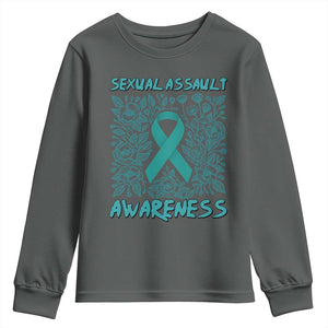 Sexual Assault Awareness Month Youth Sweatshirt TS14 Dark Heather Print Your Wear