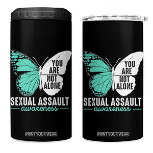 April Sexual Assault Awareness 4 in 1 Can Cooler Tumbler Teal Ribbon Flower TS14 One Size: 16 oz Black Print Your Wear
