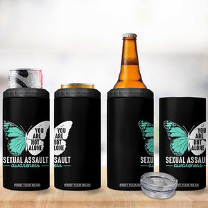 April Sexual Assault Awareness 4 in 1 Can Cooler Tumbler Teal Ribbon Flower TS14 Print Your Wear