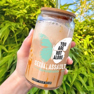April Sexual Assault Awareness Glass Can Teal Ribbon Flower TS14 Black Print Your Wear