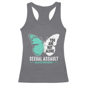 April Sexual Assault Awareness Racerback Tank Top Teal Ribbon Flower TS14 Charcoal Print Your Wear