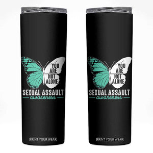 April Sexual Assault Awareness Skinny Tumbler Teal Ribbon Flower TS14 Black Print Your Wear