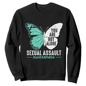 April Sexual Assault Awareness Sweatshirt Teal Ribbon Flower TS14 Black Print Your Wear
