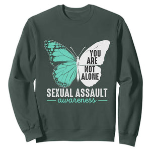 April Sexual Assault Awareness Sweatshirt Teal Ribbon Flower TS14 Dark Forest Green Print Your Wear