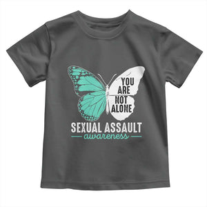 April Sexual Assault Awareness Toddler T Shirt Teal Ribbon Flower TS14 Dark Heather Print Your Wear