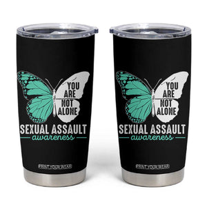 April Sexual Assault Awareness Tumbler Cup Teal Ribbon Flower TS14 Black Print Your Wear