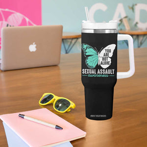 April Sexual Assault Awareness Tumbler With Handle Teal Ribbon Flower TS14 Print Your Wear
