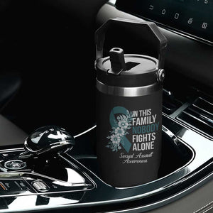 Sexual Assault Awareness Flip Straw Tumbler In This Family Nobody Fights Alone TS14 Print Your Wear