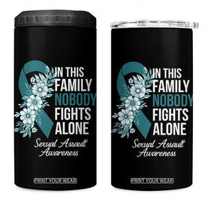 Sexual Assault Awareness 4 in 1 Can Cooler Tumbler In This Family Nobody Fights Alone TS14 One Size: 16 oz Black Print Your Wear