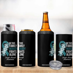 Sexual Assault Awareness 4 in 1 Can Cooler Tumbler In This Family Nobody Fights Alone TS14 Print Your Wear