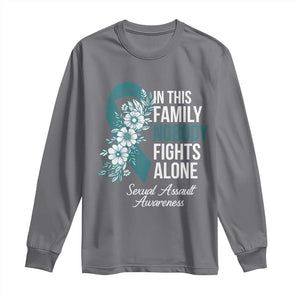 Sexual Assault Awareness Long Sleeve Shirt In This Family Nobody Fights Alone TS14 Charcoal Print Your Wear