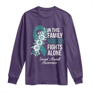 Sexual Assault Awareness Long Sleeve Shirt In This Family Nobody Fights Alone TS14 Purple Print Your Wear