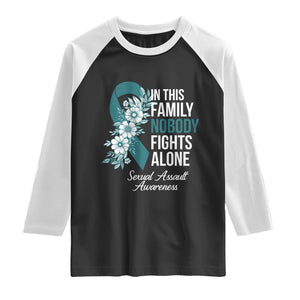 Sexual Assault Awareness Raglan Shirt In This Family Nobody Fights Alone TS14 Black White Print Your Wear