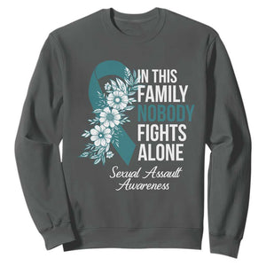 Sexual Assault Awareness Sweatshirt In This Family Nobody Fights Alone TS14 Dark Heather Print Your Wear