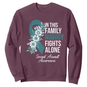 Sexual Assault Awareness Sweatshirt In This Family Nobody Fights Alone TS14 Maroon Print Your Wear