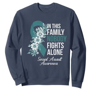 Sexual Assault Awareness Sweatshirt In This Family Nobody Fights Alone TS14 Navy Print Your Wear
