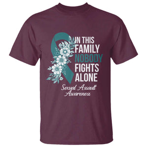 Sexual Assault Awareness T Shirt In This Family Nobody Fights Alone TS14 Maroon Print Your Wear