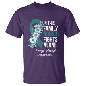Sexual Assault Awareness T Shirt In This Family Nobody Fights Alone TS14 Purple Print Your Wear