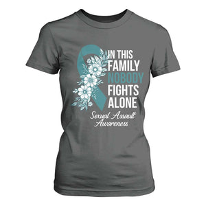 Sexual Assault Awareness T Shirt For Women In This Family Nobody Fights Alone TS14 Dark Heather Print Your Wear