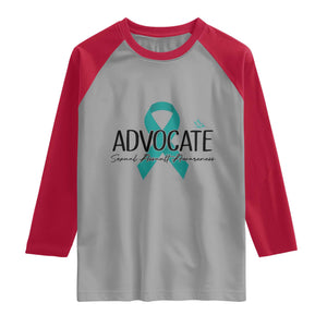 Sexual Assault Awareness Advocate Raglan Shirt TS14 Sport Gray Red Print Your Wear