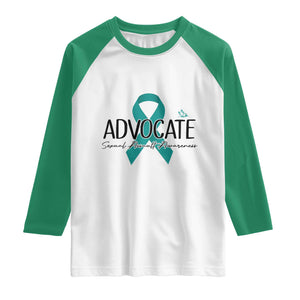 Sexual Assault Awareness Advocate Raglan Shirt TS14 White Kelly Green Print Your Wear
