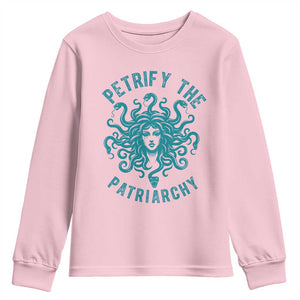 Sexual Assault Awareness Youth Sweatshirt Petrify The Patriarchy Medusa Feminism TS14 Light Pink Print Your Wear
