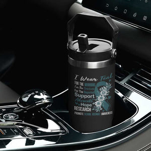 Sexual Assault Awareness Flip Straw Tumbler Teal Ribbon Flower TS14 Print Your Wear