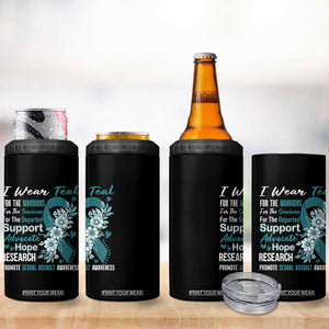 Sexual Assault Awareness 4 in 1 Can Cooler Tumbler Teal Ribbon Flower TS14 Print Your Wear