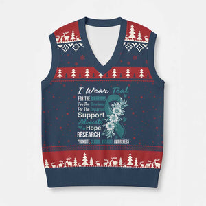 Sexual Assault Awareness V-Neck Knit Sweater Vest Teal Ribbon Flower TS14 Navy Red Print Your Wear