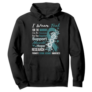 Sexual Assault Awareness Hoodie Teal Ribbon Flower TS14 Black Print Your Wear