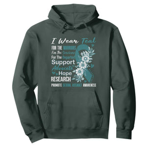 Sexual Assault Awareness Hoodie Teal Ribbon Flower TS14 Dark Forest Green Print Your Wear