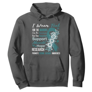 Sexual Assault Awareness Hoodie Teal Ribbon Flower TS14 Dark Heather Print Your Wear
